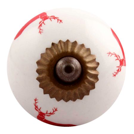 Red Standing Rein Deer Pattern Ceramic Cabinet Knob Online